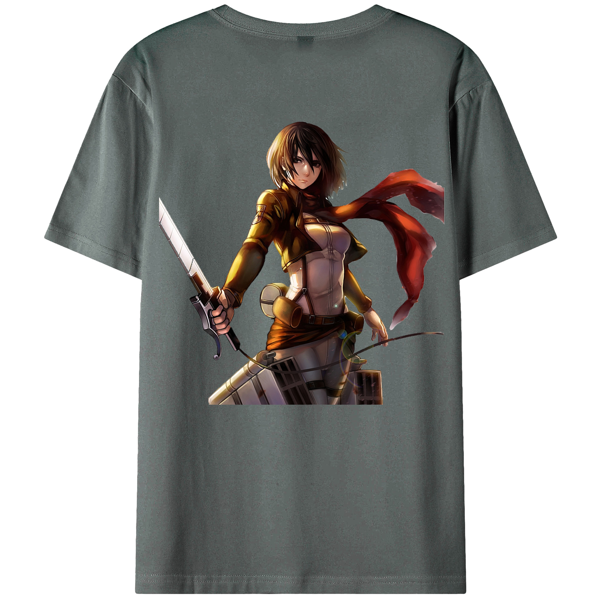 （画像用） 進撃の巨人 ミカサ·アッカーマン Attack on Titan Mikasa Ackerman 綿100％半袖Tシャツ（背面プリント）